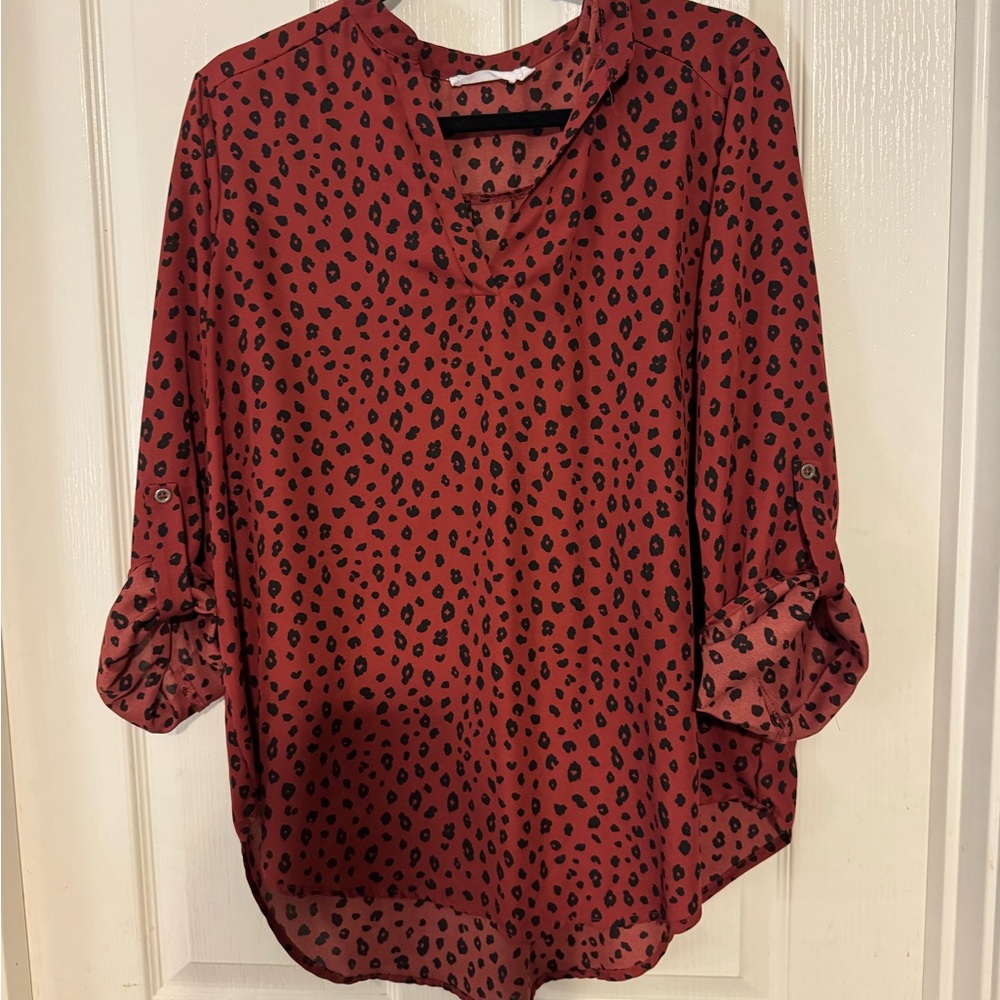 Chic Red and Black Blouse by Lush
